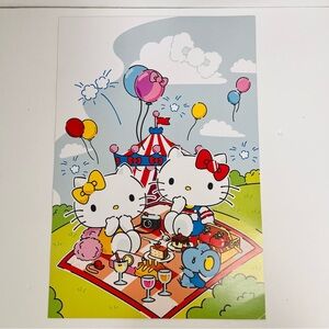 hello kitty mimmy picnic park circus tent balloons fireworks poster  11.5x16.5